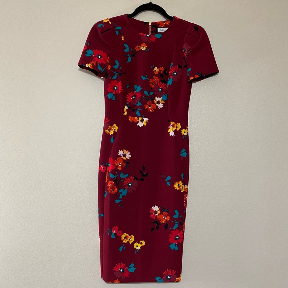 Calvin Klein Floral Dress - Red and Multicolor